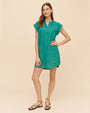 Bella DahlCap Sleeve Henley Dress - Aqua GreenDresses