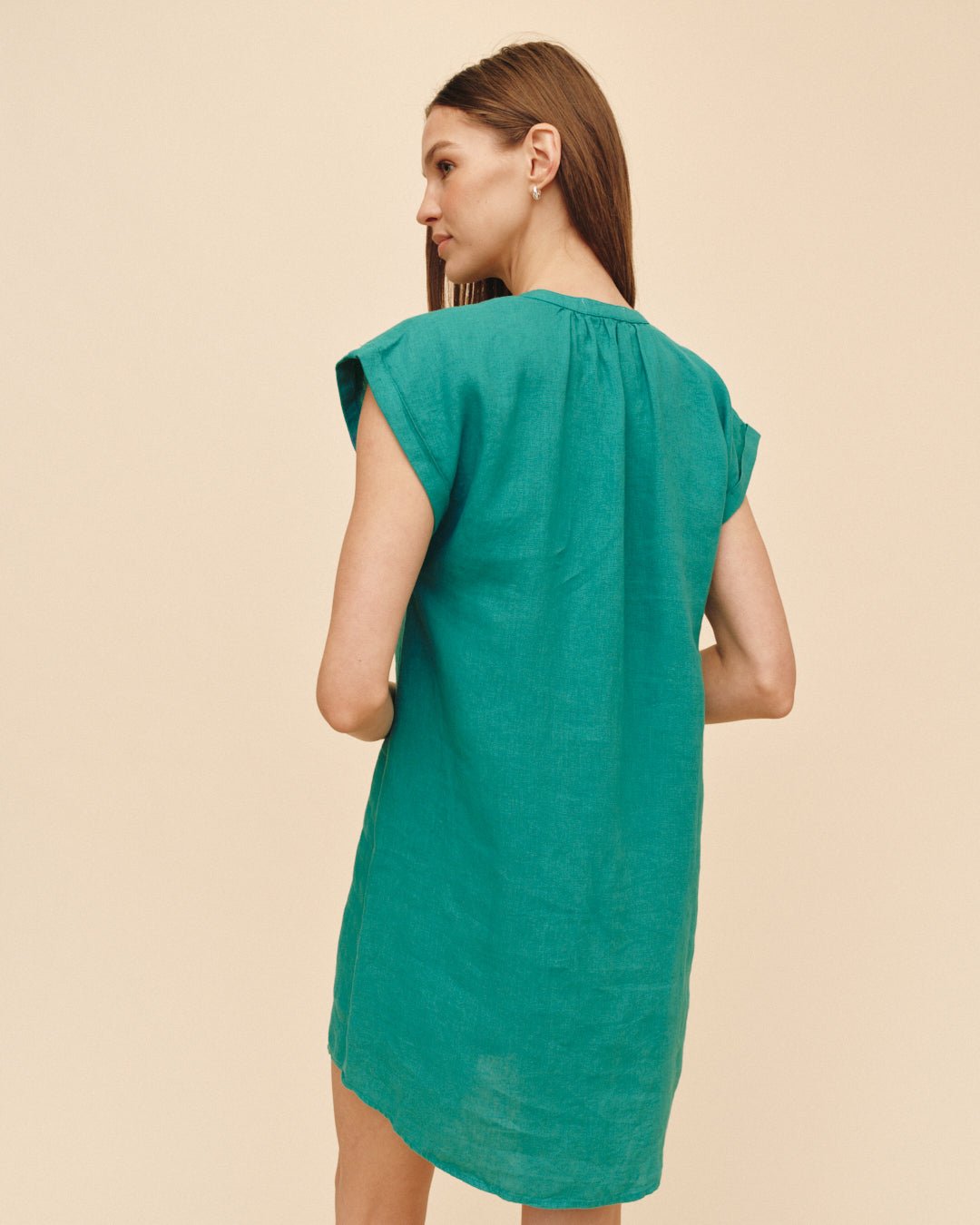 Bella DahlCap Sleeve Henley Dress - Aqua GreenDresses