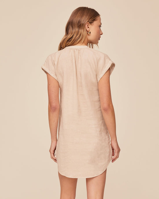 Bella Dahl Cap Sleeve Henley Dress - Linen Sand View 2