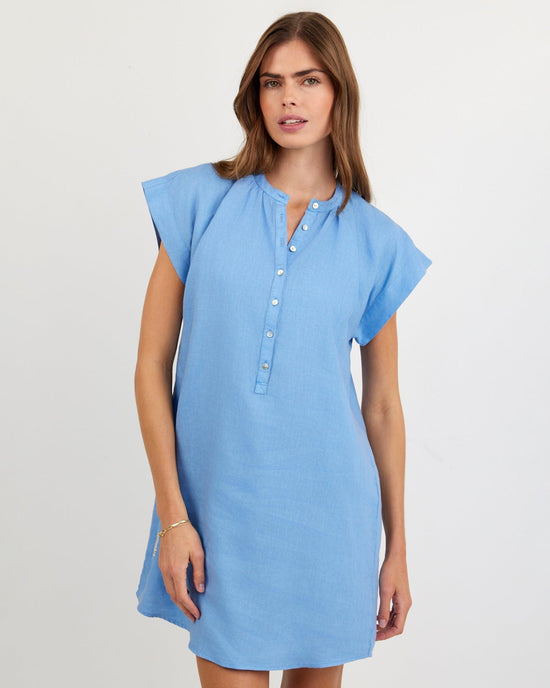 Bella Dahl Cap Sleeve Henley Dress - Tidal Blue View 2