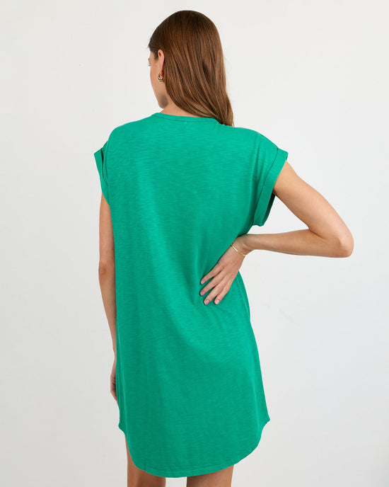 Bella Dahl Cap Sleeve Placket Dress - Aqua Green View 2