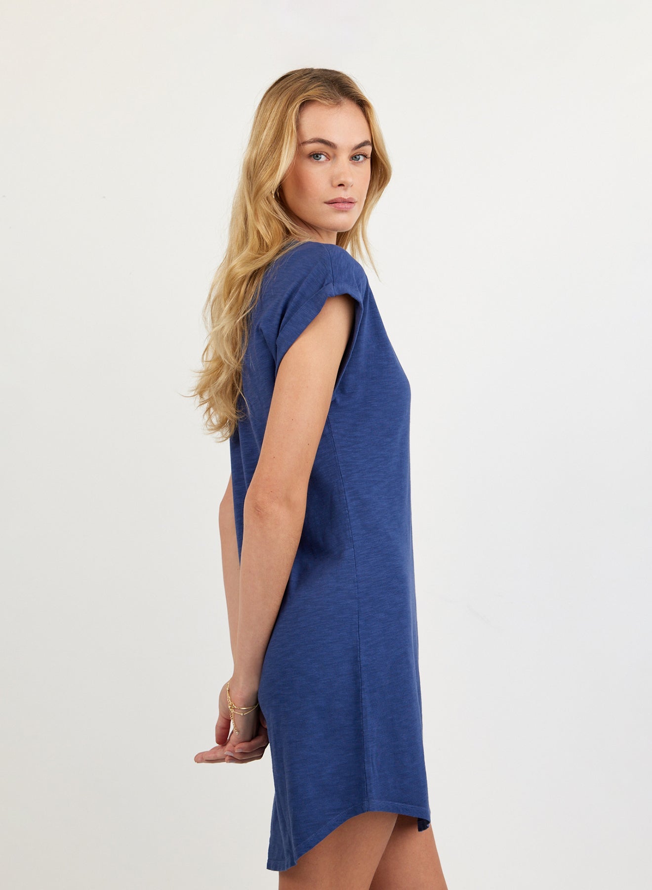 Bella DahlCap Sleeve Placket Dress - Midnight SurfDresses