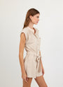 Bella DahlCap Sleeve Pocket Romper - Linen SandJumpsuits & Rompers