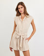 Bella DahlCap Sleeve Pocket Romper - Linen SandJumpsuits & Rompers