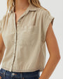Bella DahlCap Sleeve Trimmed Shirt - Soft OliveTops