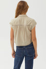 Bella DahlCap Sleeve Trimmed Shirt - Soft OliveTops