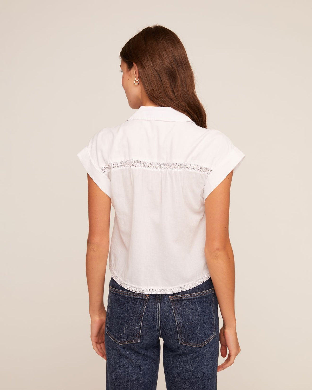 Bella DahlCap Sleeve Trimmed Shirt - WhiteTops