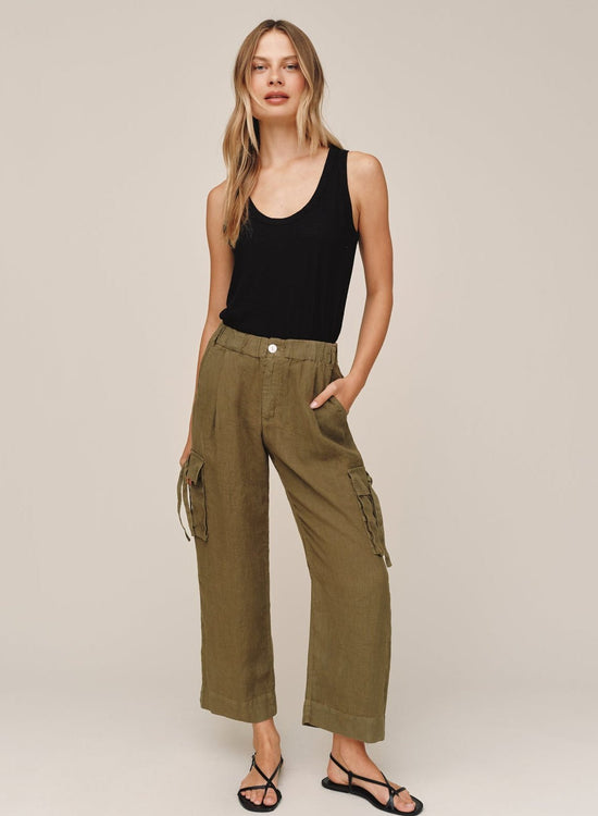 Bella Dahl Cargo Ties Pant - Olive Stone