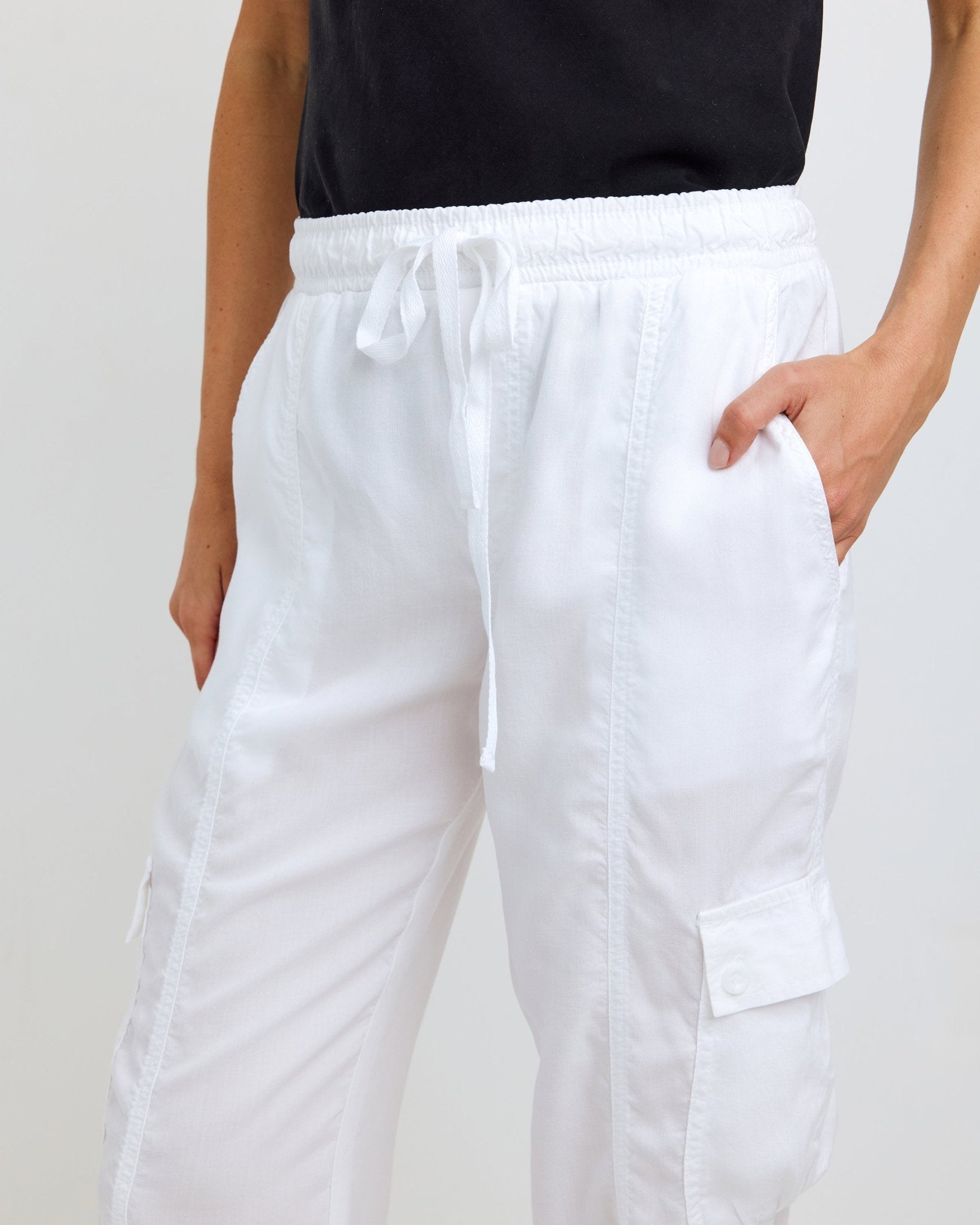 Effortless White Cargo Track Pants for Women - Bella Dahl