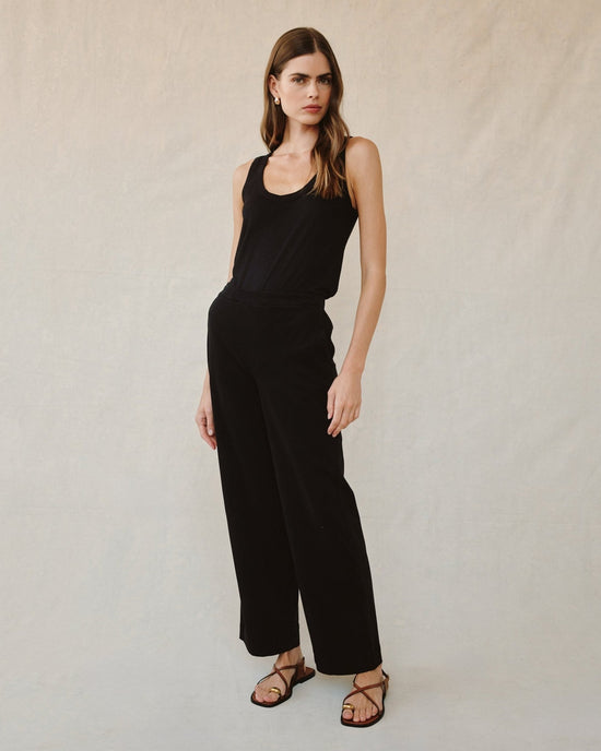 Bella Dahl Catalina Clean Front Wide Leg Pant - Black View 2