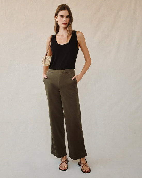 Bella Dahl Catalina Clean Front Wide Leg Pant - Forest Army