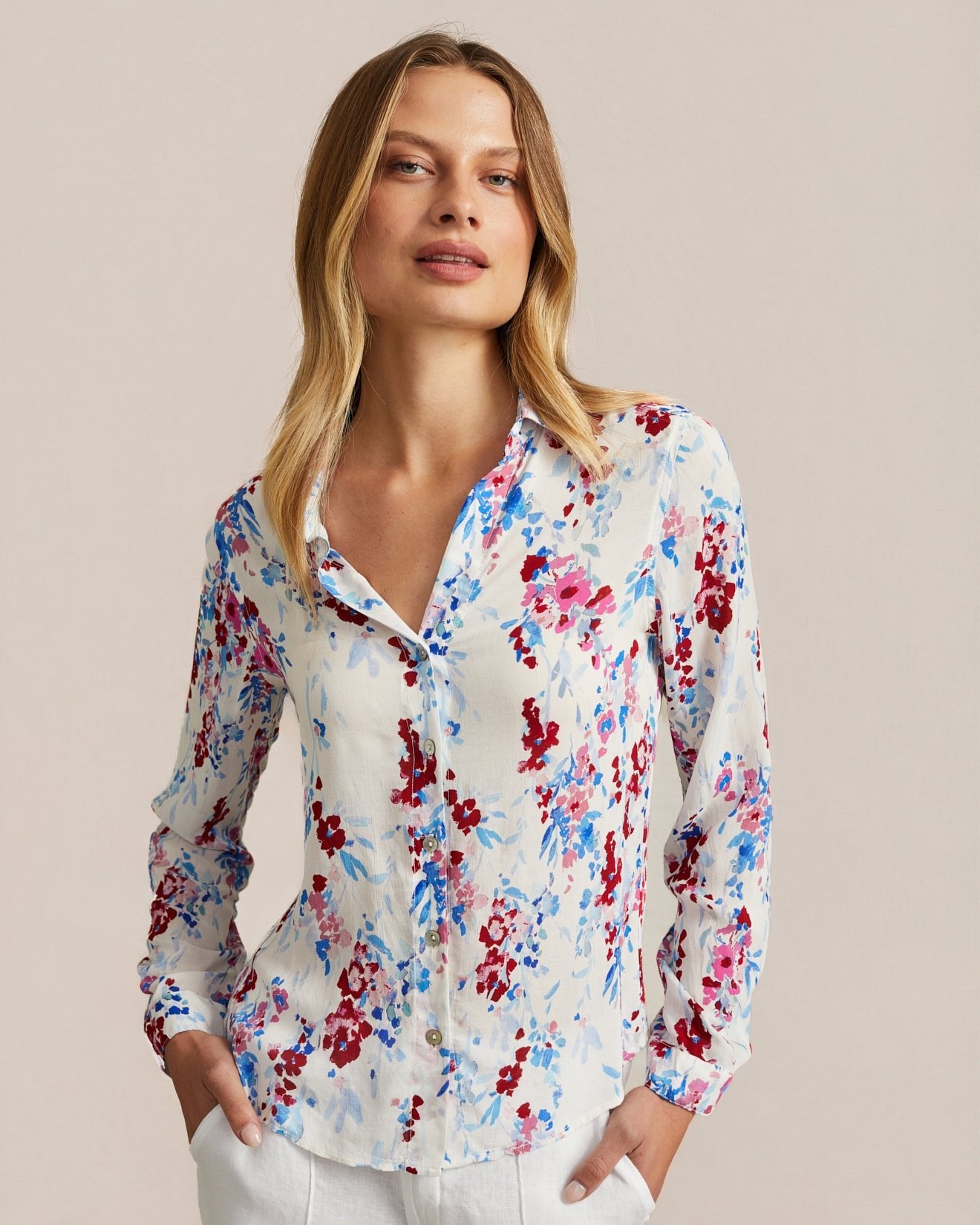 Bella DahlClassic Button Down - Nautical Bloom PrintTops