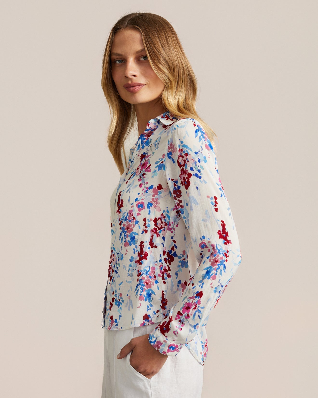 Bella DahlClassic Button Down - Nautical Bloom PrintTops