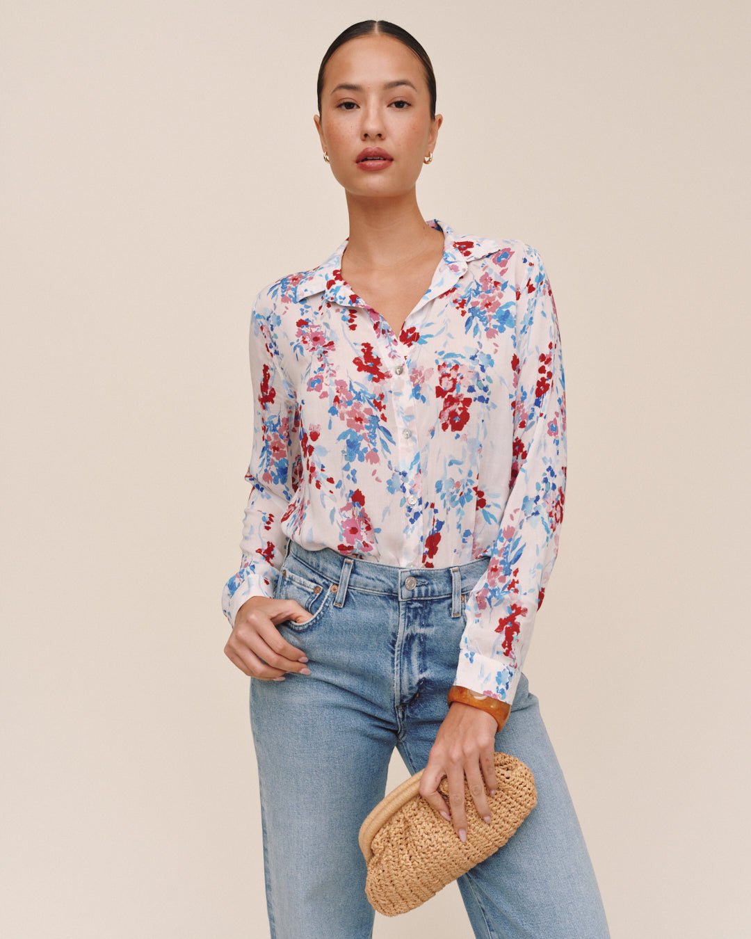Bella DahlClassic Button Down - Nautical Bloom PrintTops