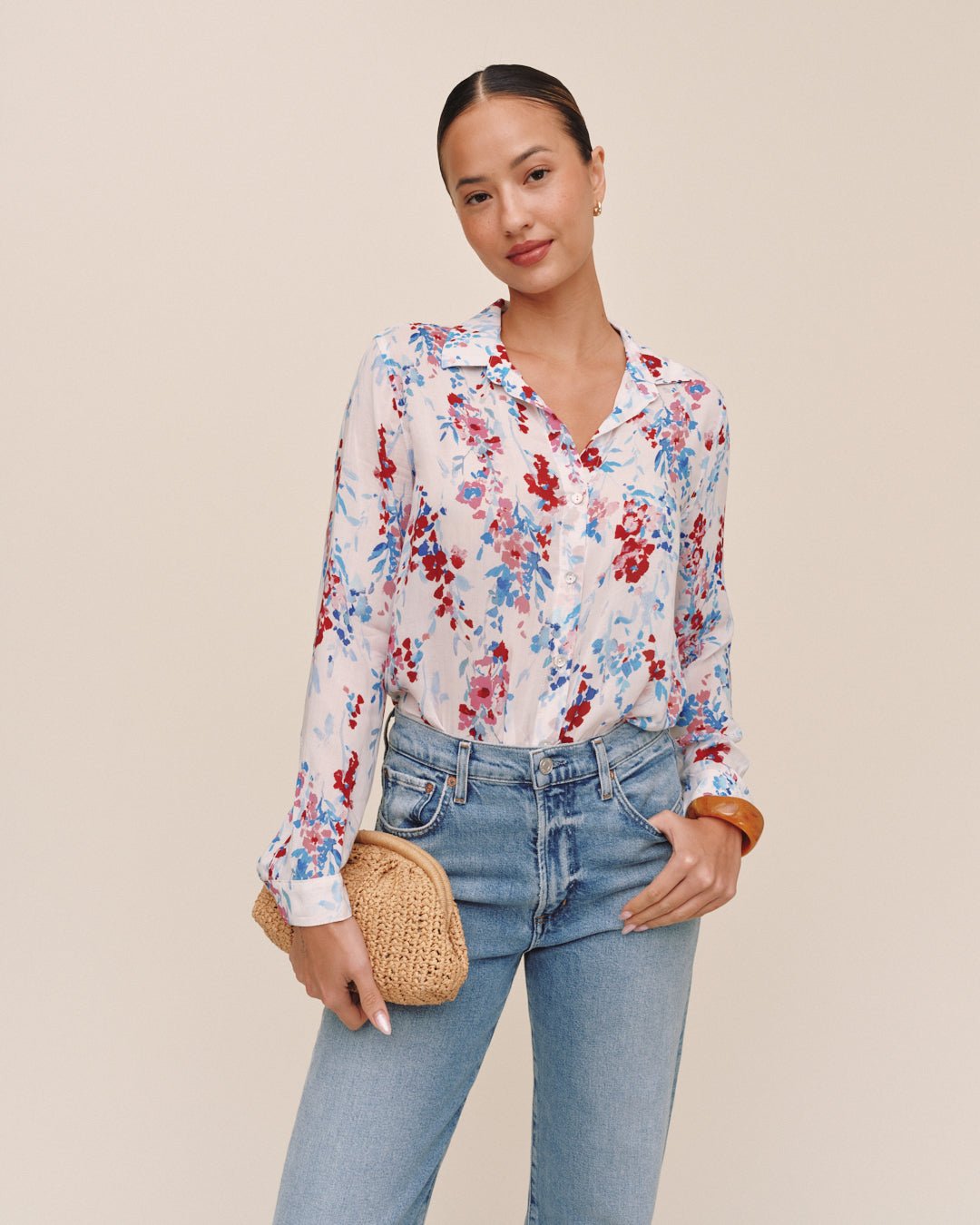 Bella DahlClassic Button Down - Nautical Bloom PrintTops