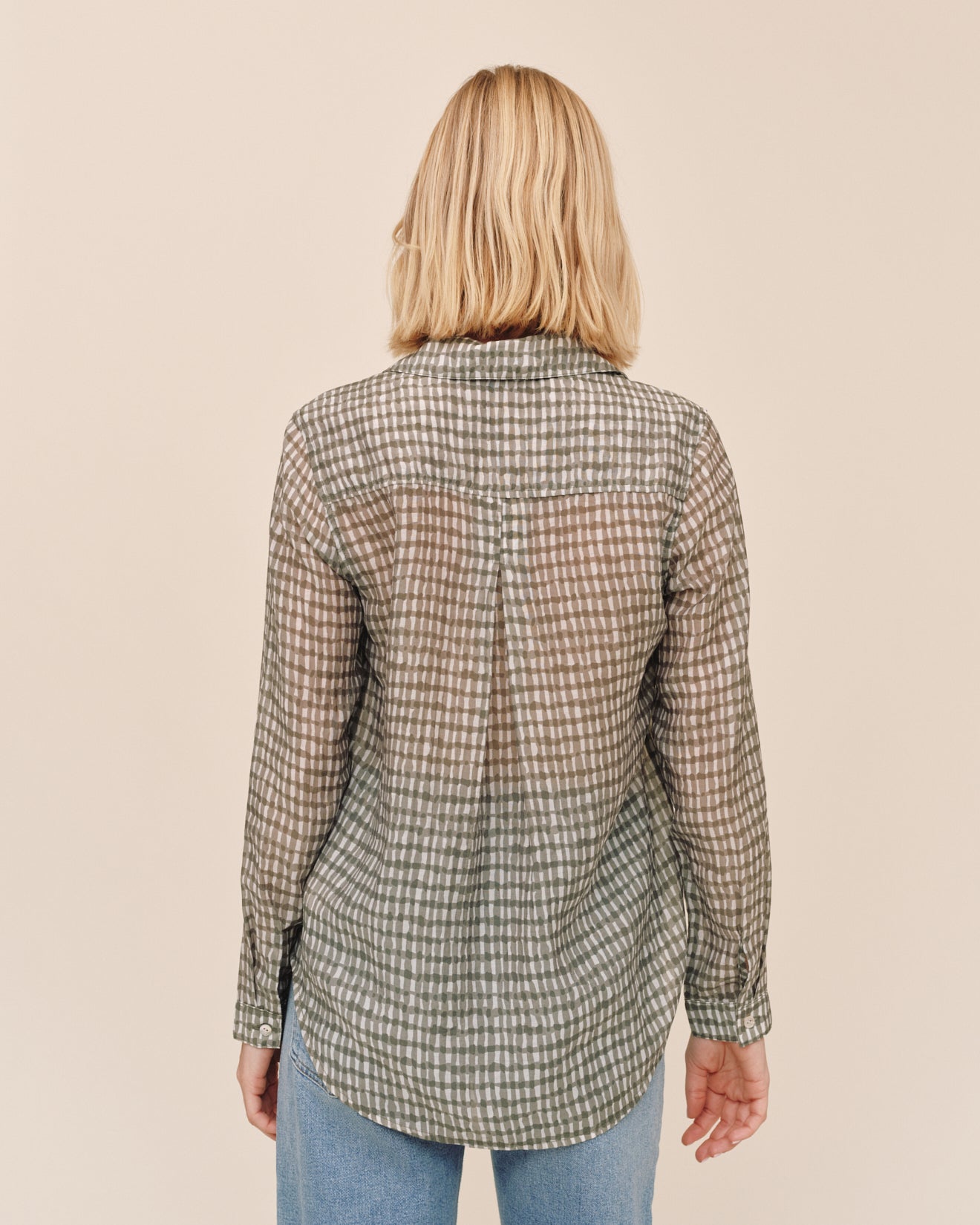 Bella DahlClassic Button Down - Olive Gingham PrintTops