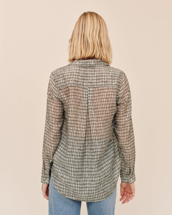 Bella Dahl Classic Button Down - Olive Gingham Print View 2