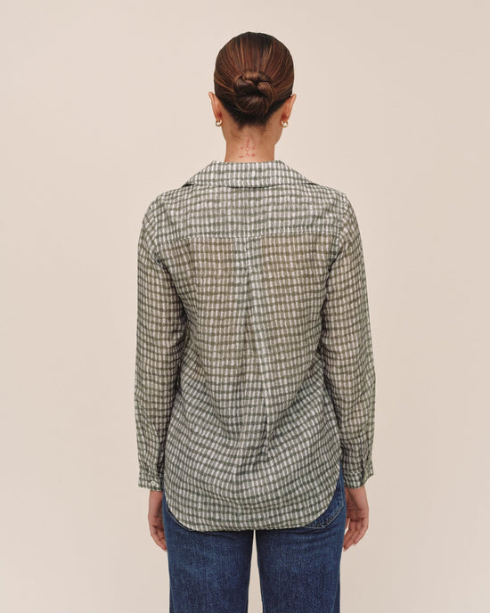 Bella Dahl Classic Button Down - Olive Gingham Print View 2