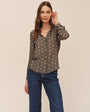 Bella DahlClassic Button Down - Olive Mosaic PrintTops