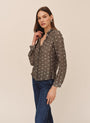 Bella DahlClassic Button Down - Olive Mosaic PrintTops