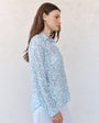 Bella DahlClassic Button Down Shirt - Blue Ditsy Floral PrintTops