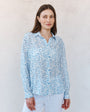 Bella DahlClassic Button Down Shirt - Blue Ditsy Floral PrintTops