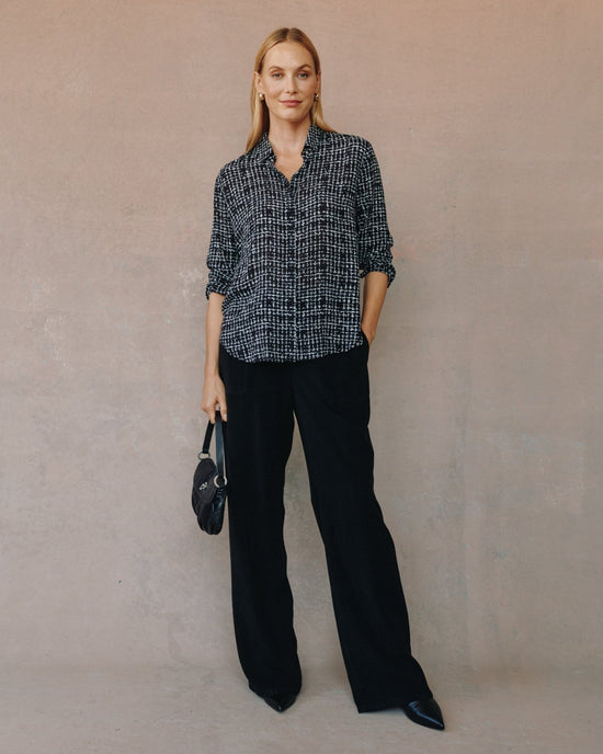 Bella Dahl Clean Front Hipster Shirt - Grid Print