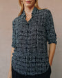 Bella DahlClean Front Hipster Shirt - Grid PrintTops