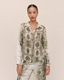 Bella DahlClean Hidden Placket Shirt - Sage Snake PrintTops