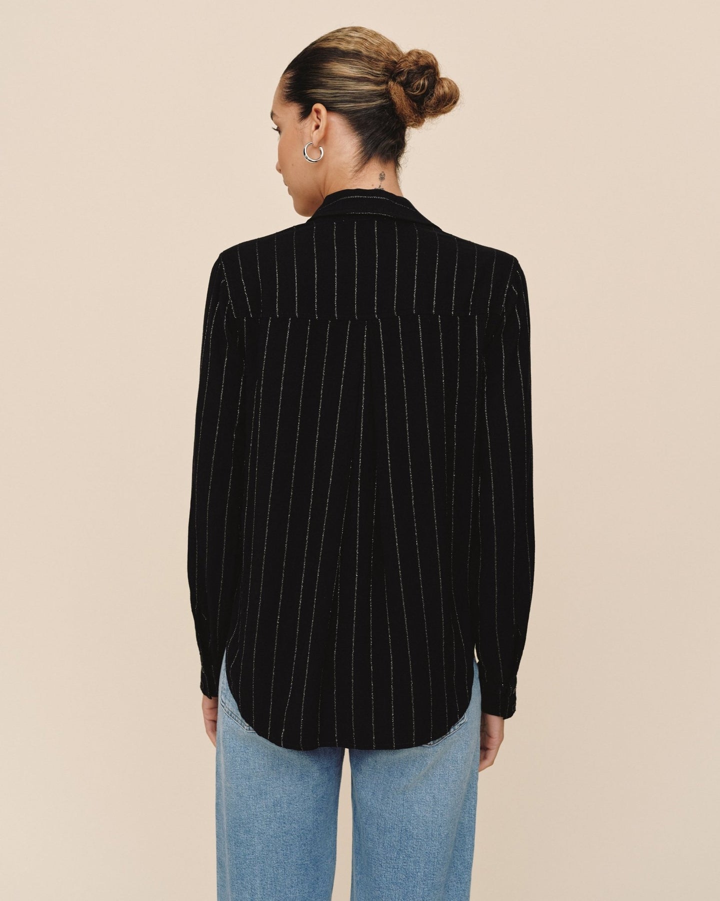 Bella DahlClean Shirt - Black Lurex StripeTops