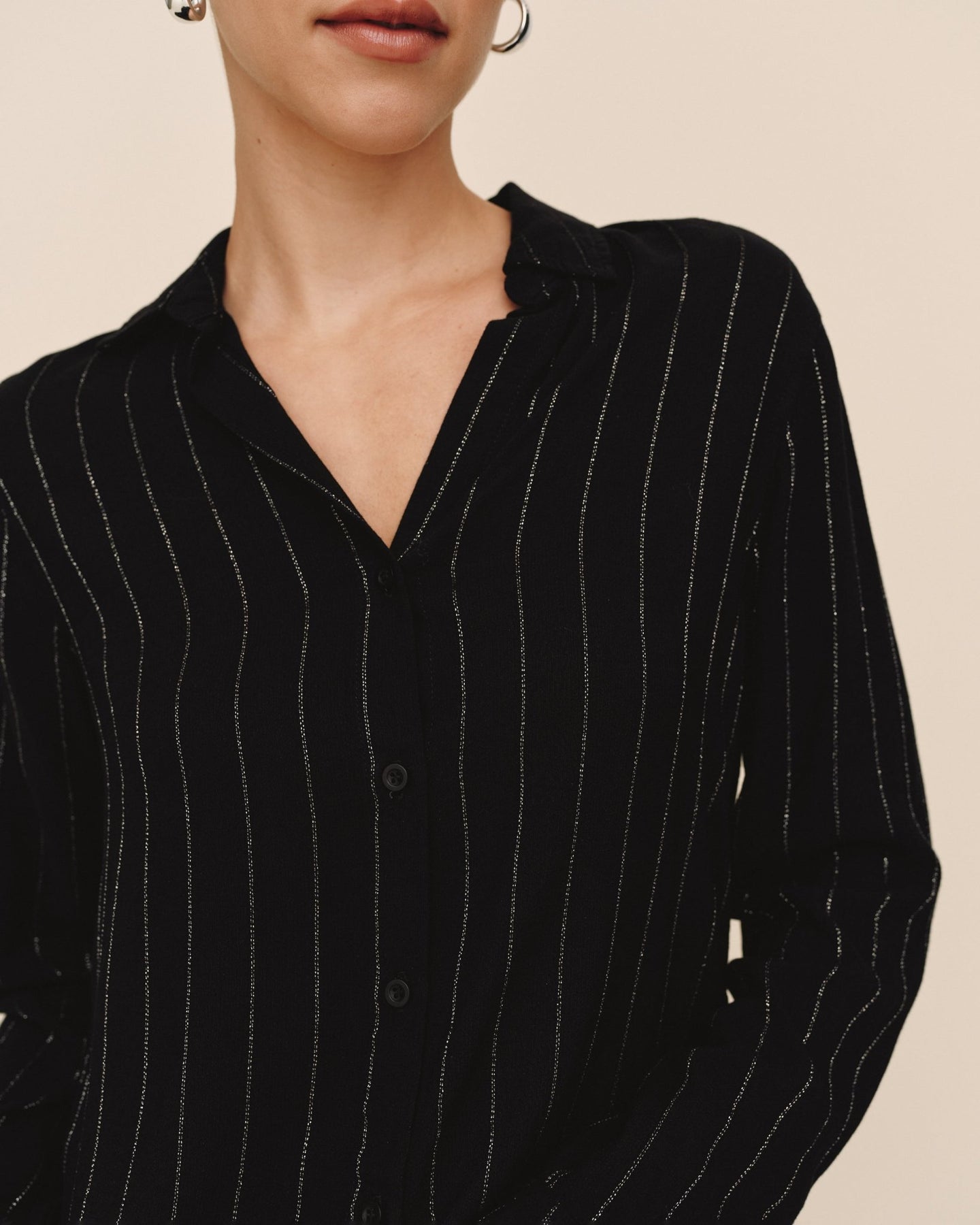 Bella DahlClean Shirt - Black Lurex StripeTops