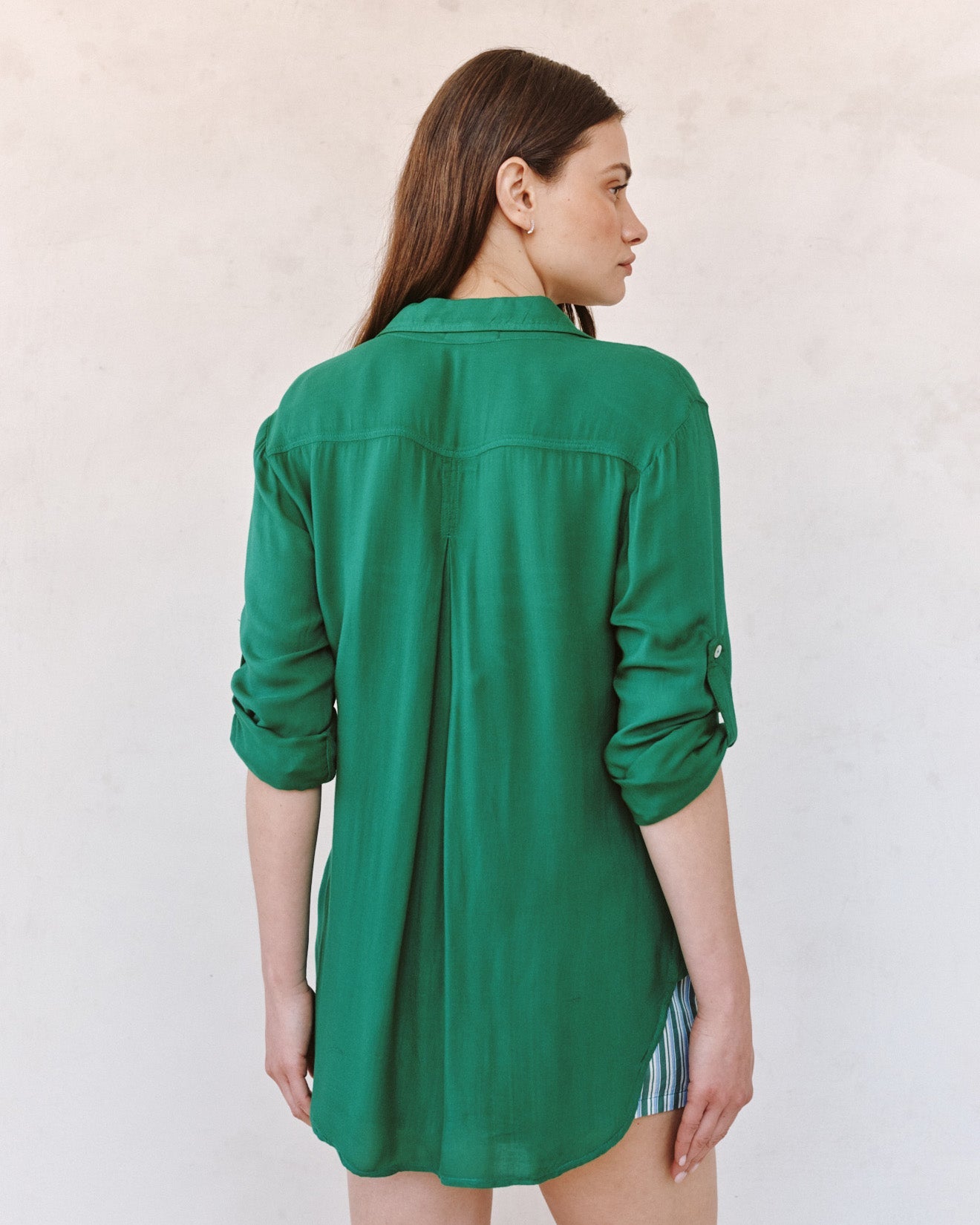 Bella DahlClean Shirt With Roll Sleeve - Palm GreenTops