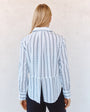 Bella DahlClean Split Back Button Down Shirt - Black & White Shadow StripeTops