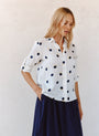 Bella DahlClean Split Back Button Down - Spring Dots PrintTops