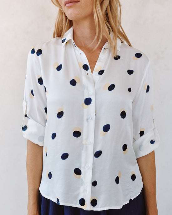 Bella Dahl Clean Split Back Button Down - Spring Dots Print