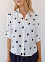 Bella DahlClean Split Back Button Down - Spring Dots PrintTops