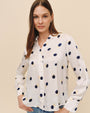 Bella DahlClean Split Back Button Down - Spring Dots PrintTops
