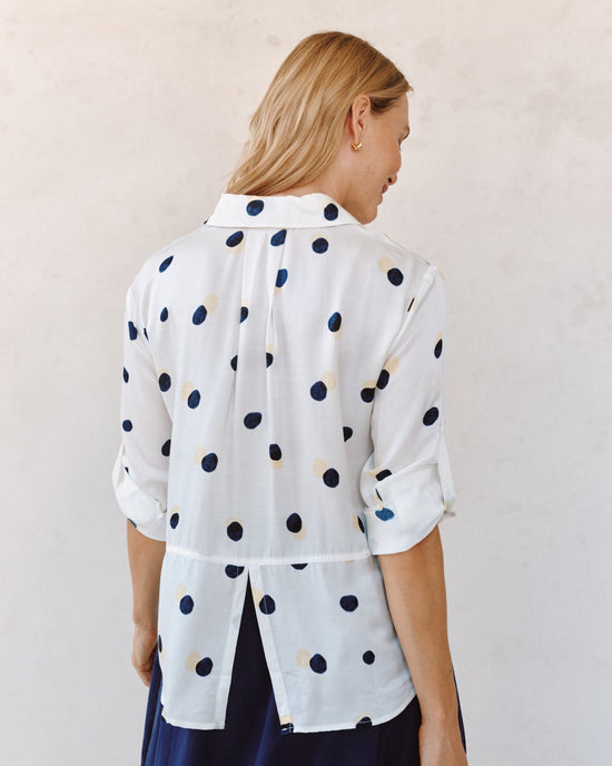Bella Dahl Clean Split Back Button Down - Spring Dots Print View 2