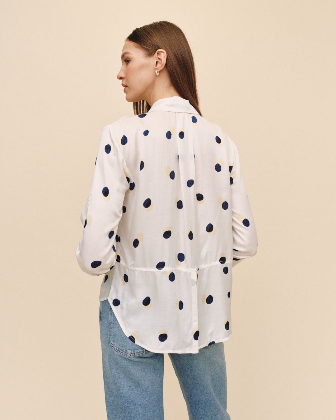 Bella DahlClean Split Back Button Down - Spring Dots PrintTops