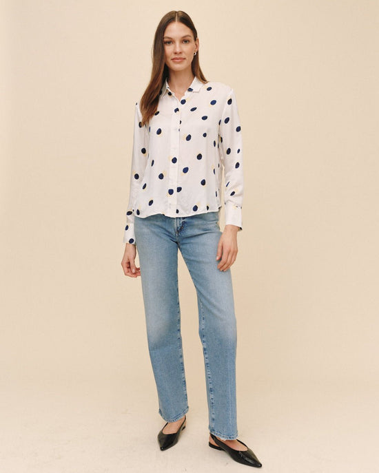 Bella Dahl Clean Split Back Button Down - Spring Dots Print View 2