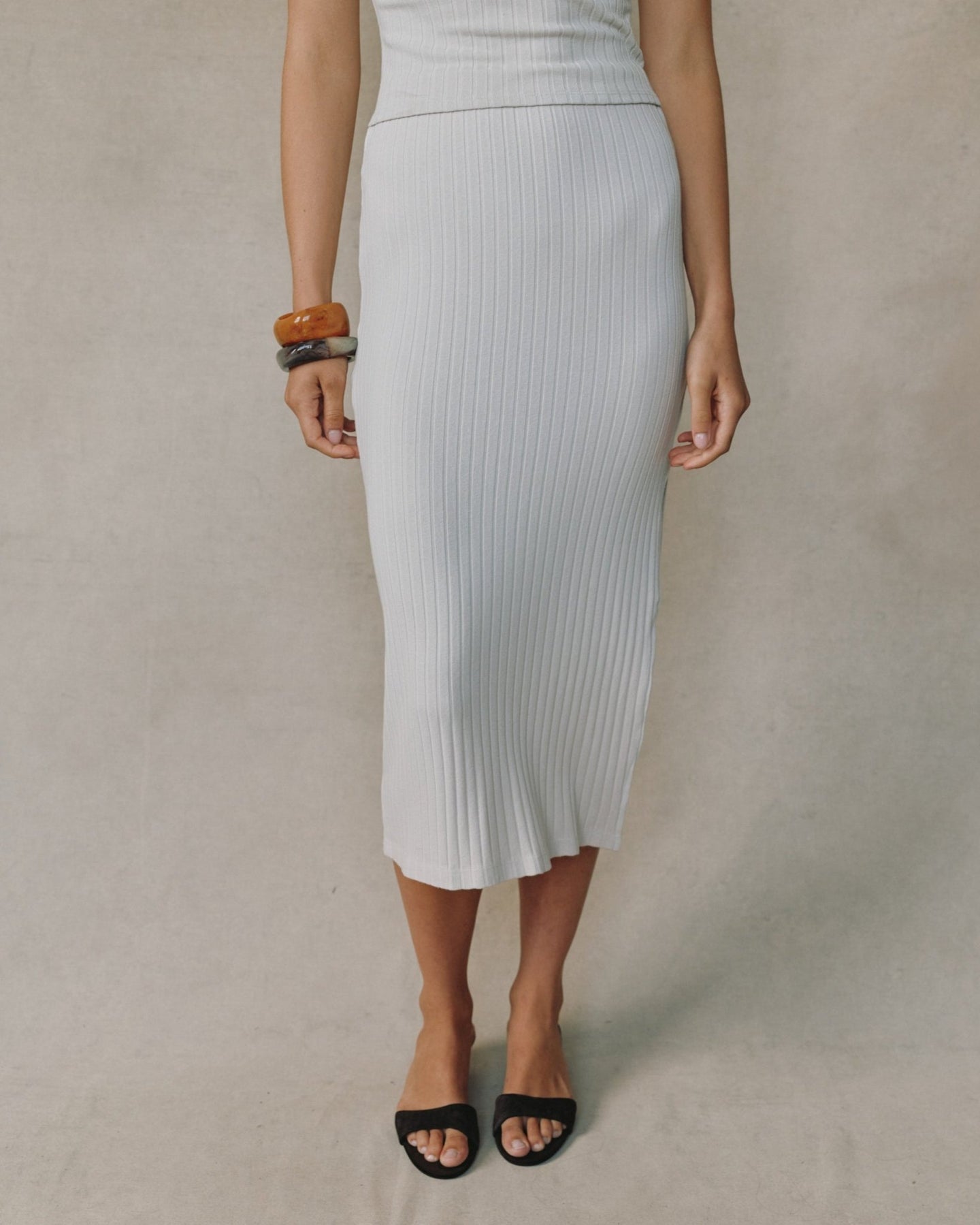 Bella DahlClean Waist Knit Skirt With Side Slit - Moon StoneSkirts