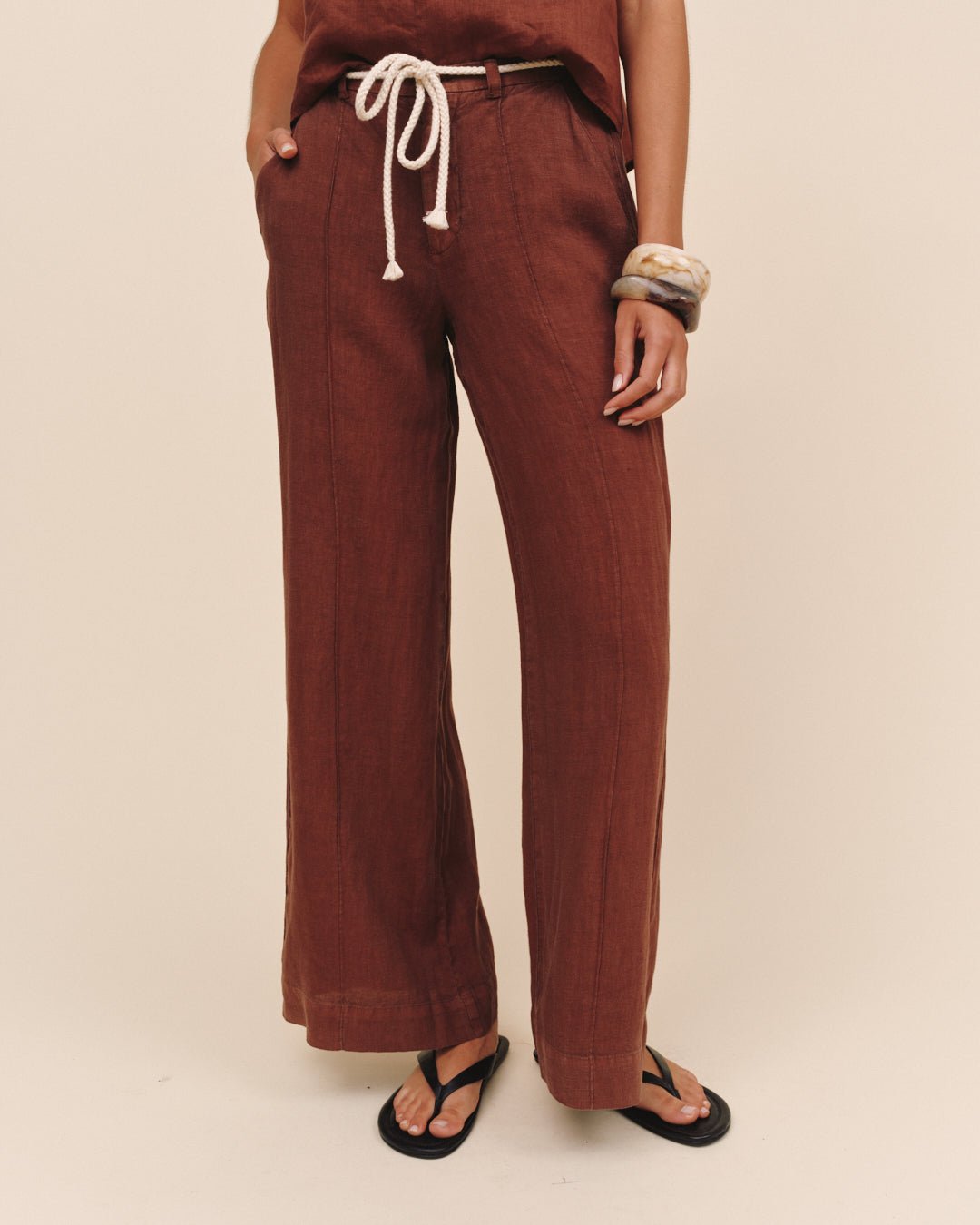 Bella DahlClean Waist Pintuck Wide Leg - Sea Glass BrownPants
