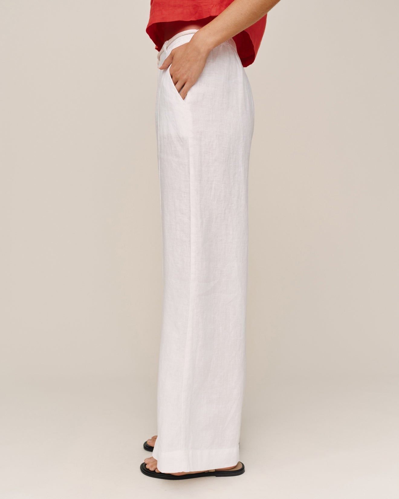 Bella DahlClean Waist Pintuck Wide Leg - WhitePants