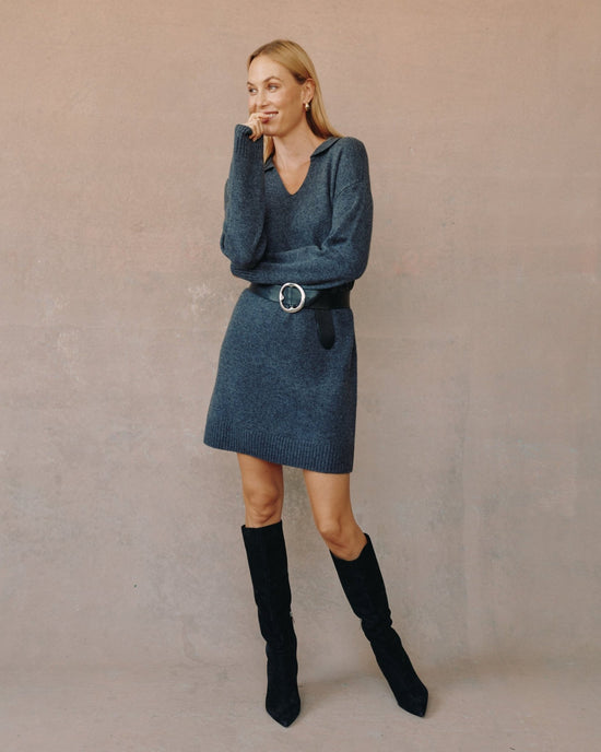 Bella Dahl Collared Pullover Sweater Dress - Charcoal View 2