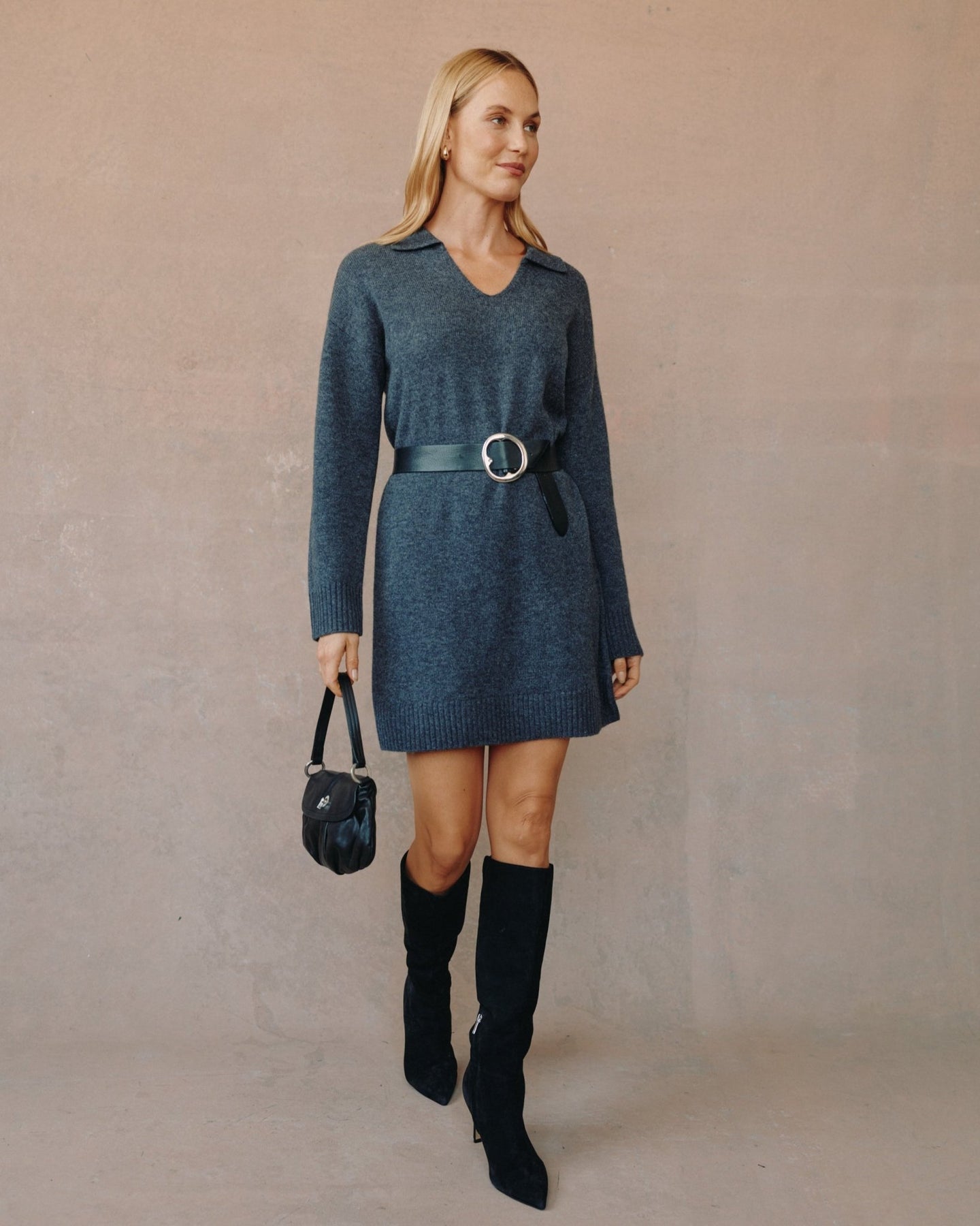 Bella DahlCollared Pullover Sweater Dress - CharcoalDresses