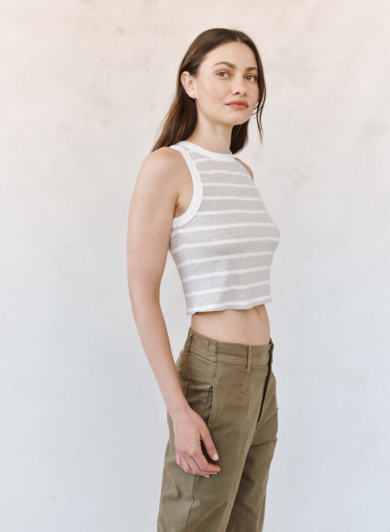 Bella DahlContrast Binding Tank - Sand StipeTops