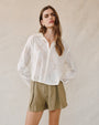 Bella DahlContrast Button Down - Soft IvoryTops