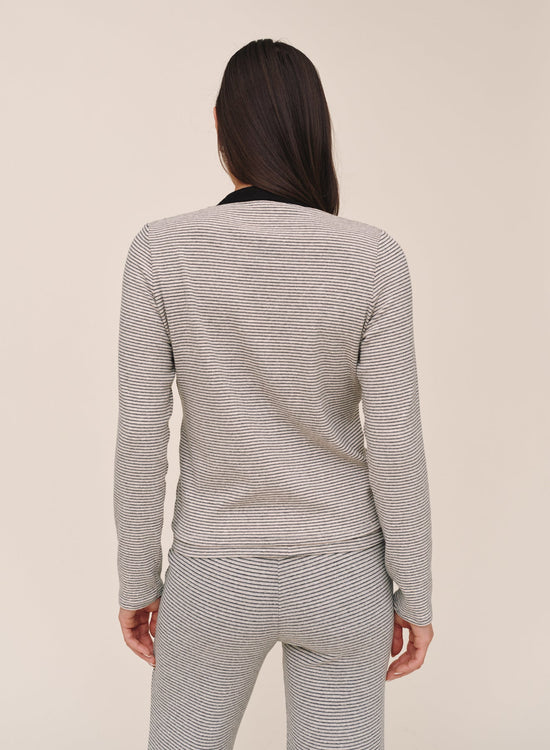 Bella Dahl Contrast Henley - Heathered Stripe View 2