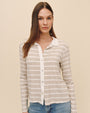 Bella DahlContrast Placket Button Down - Sand StripeTops