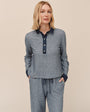 Bella DahlContrast Polo Shirt - Heathered IndigoTops